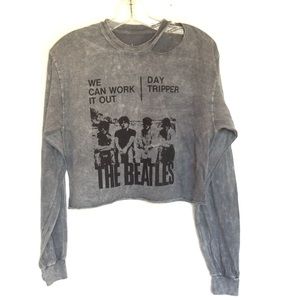 The Beatles Long Sleeve Crop Top